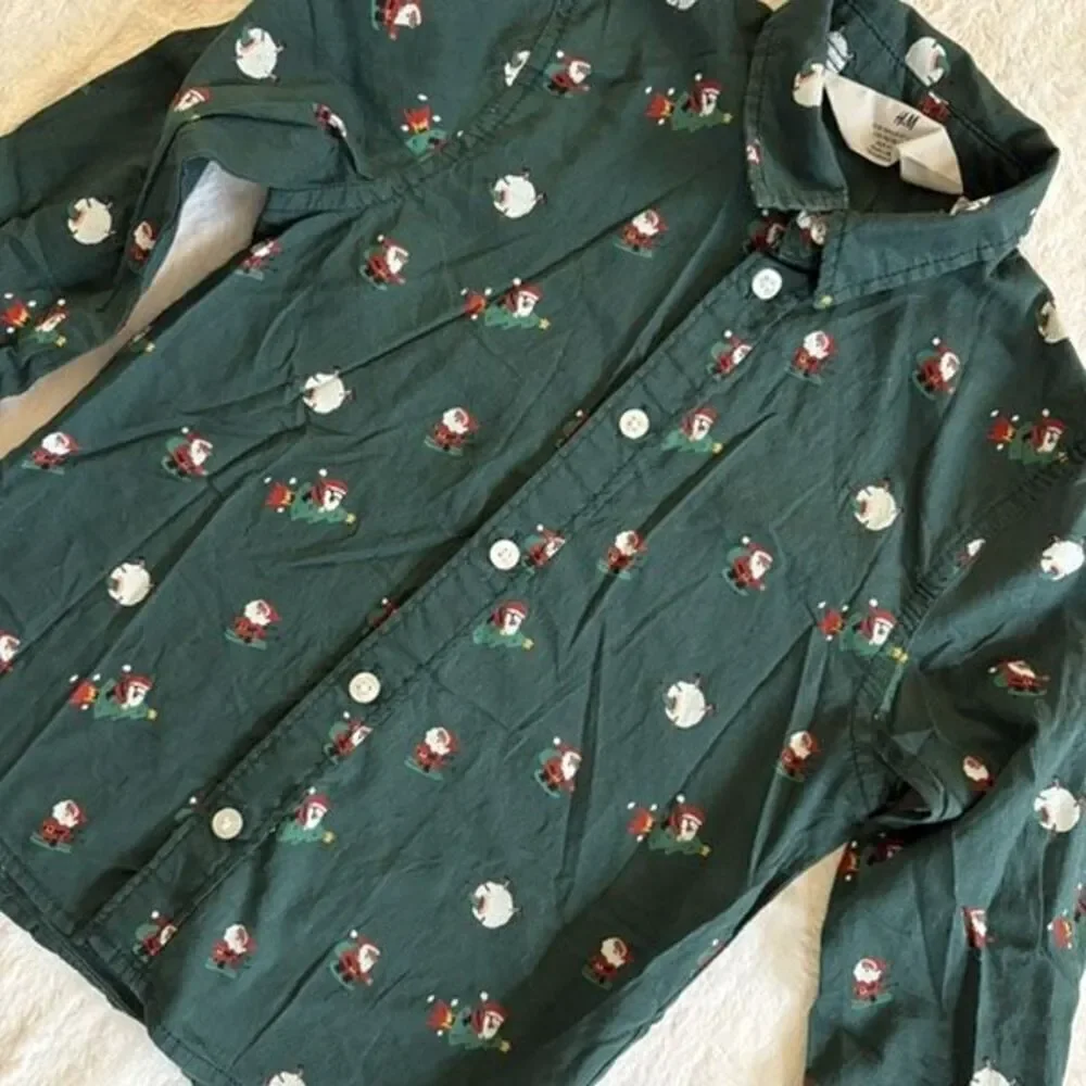 H&M Santa button down shirt size 4T